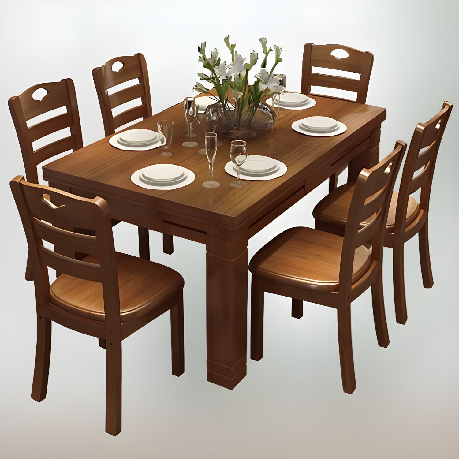 7-Piece Modern Wood Dining Set with Solid Wood Features and Seating for 6 thumbnail 12