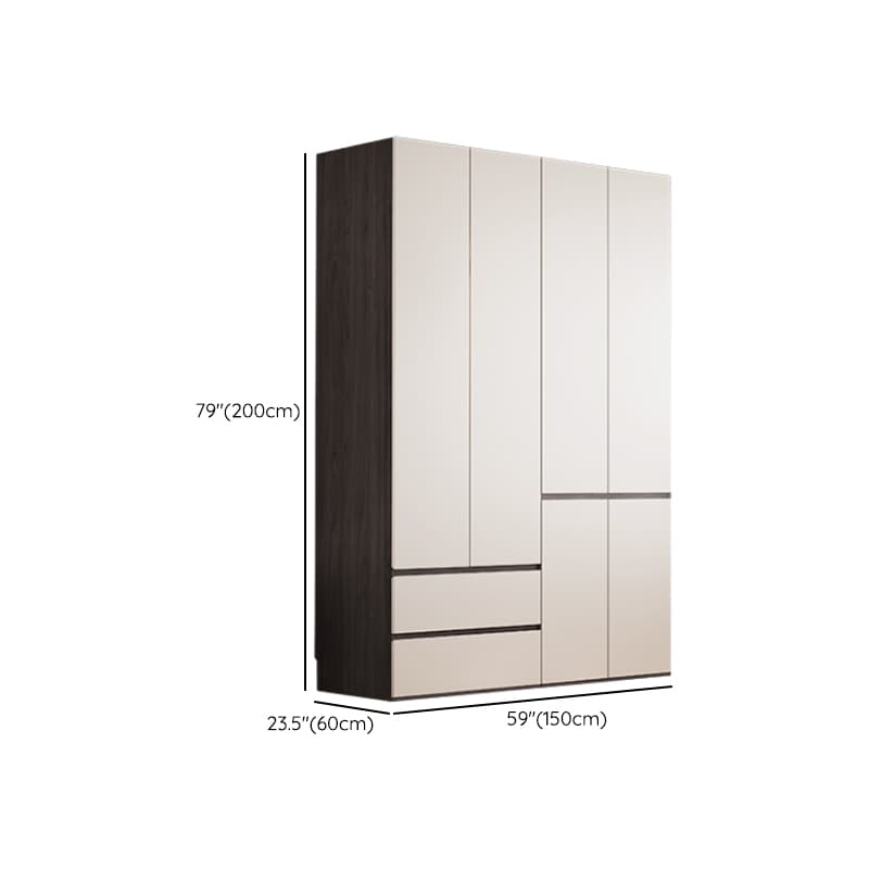 White Minimalist Manufactured Wood Independent Wardrobe Closet with Soft Close Drawer, Soft Close Door, and Interior Shelves thumbnail 16