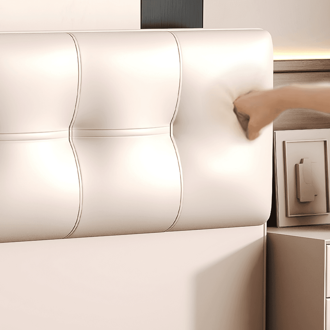 Simplistic Style Panel Headboard with No Distressing, Piled Tufted Rectangular Design for King/Queen/Full Bed, Featuring Sponge Upholstery and Standard Height thumbnail 11