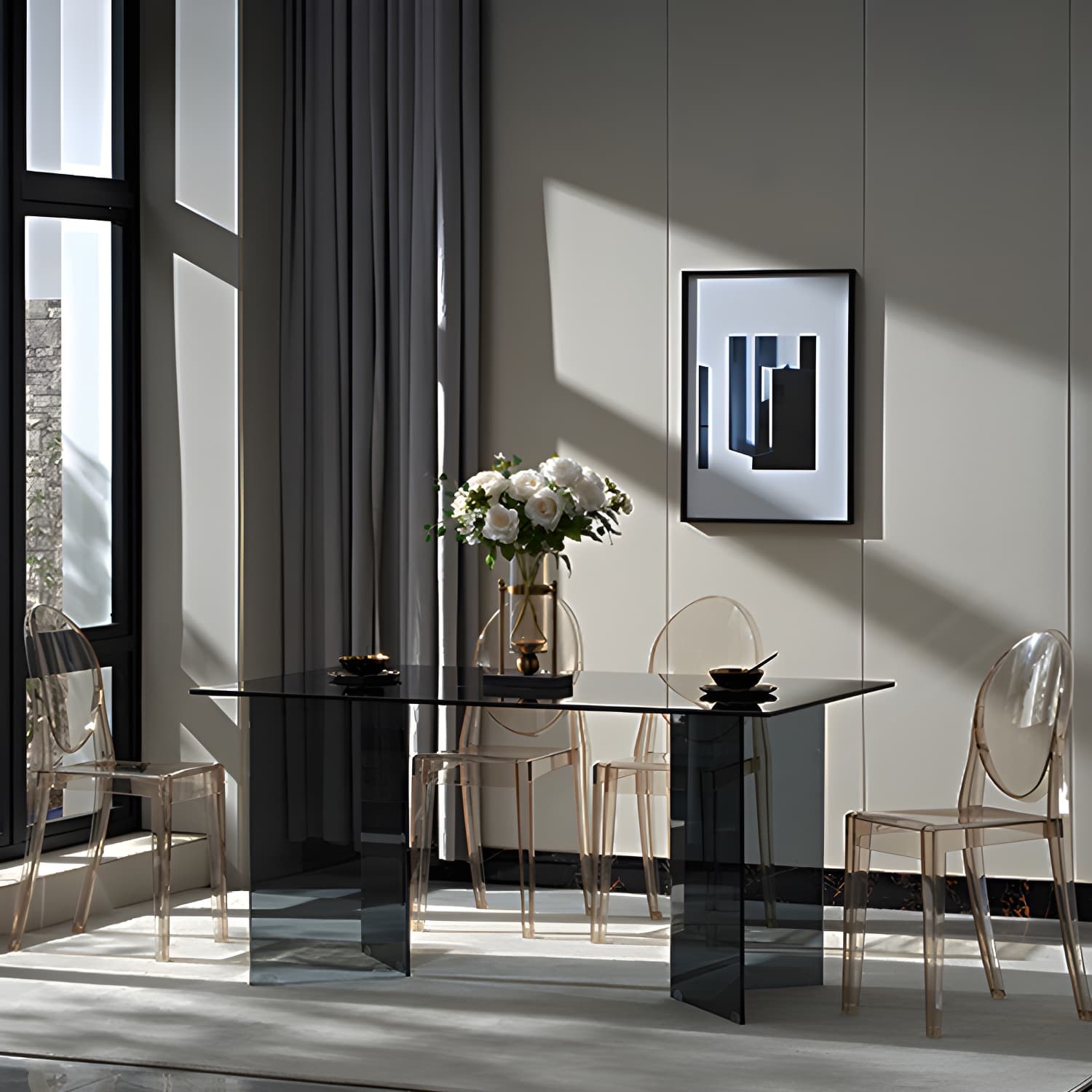 Modern Tempered Glass Dining Table Glass Base for Dining Room thumbnail 13