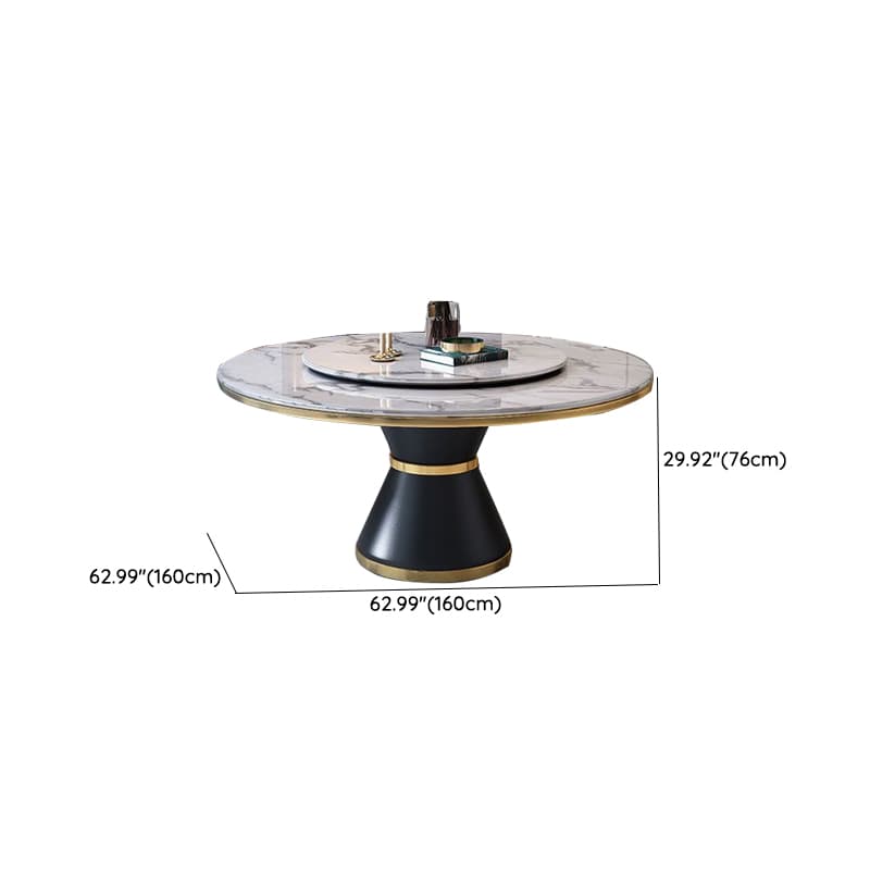 Circular Slate Dining Table Set with Pedestal Base, Upholstered Swivel Chairs, and Upholstered Back thumbnail 15