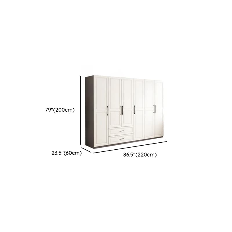 Chalk Minimalist Manufactured Wood Cabinet Armoire with 2-Drawer, Soft Close Door, Interior Shelves, and Clothing Rod thumbnail 15