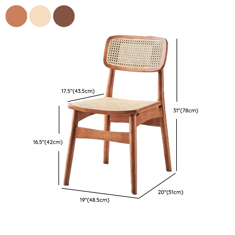 Leatherette/Wood/Rattan Entwined Balanced Armless Chair with Uncovered Back and Timber Legs in Sepia/Ink/Wood Color in a Scandinavian Style thumbnail 23