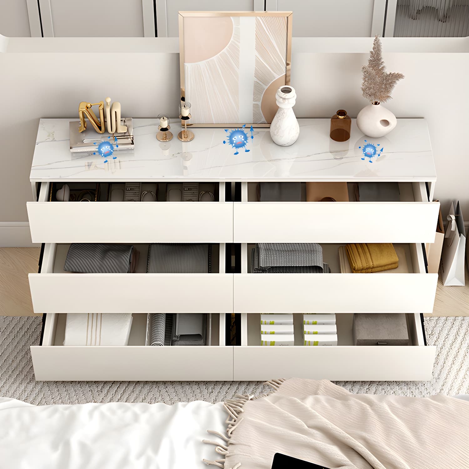 13.65-inch W Stone Storage Chest Dresser Modern Storage Chest thumbnail 5