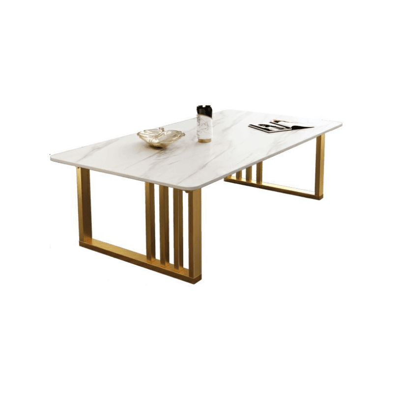 Lavish/Mission Style White Sintered Stone Geometric Figure Single Side Table with Sledge Base thumbnail 5