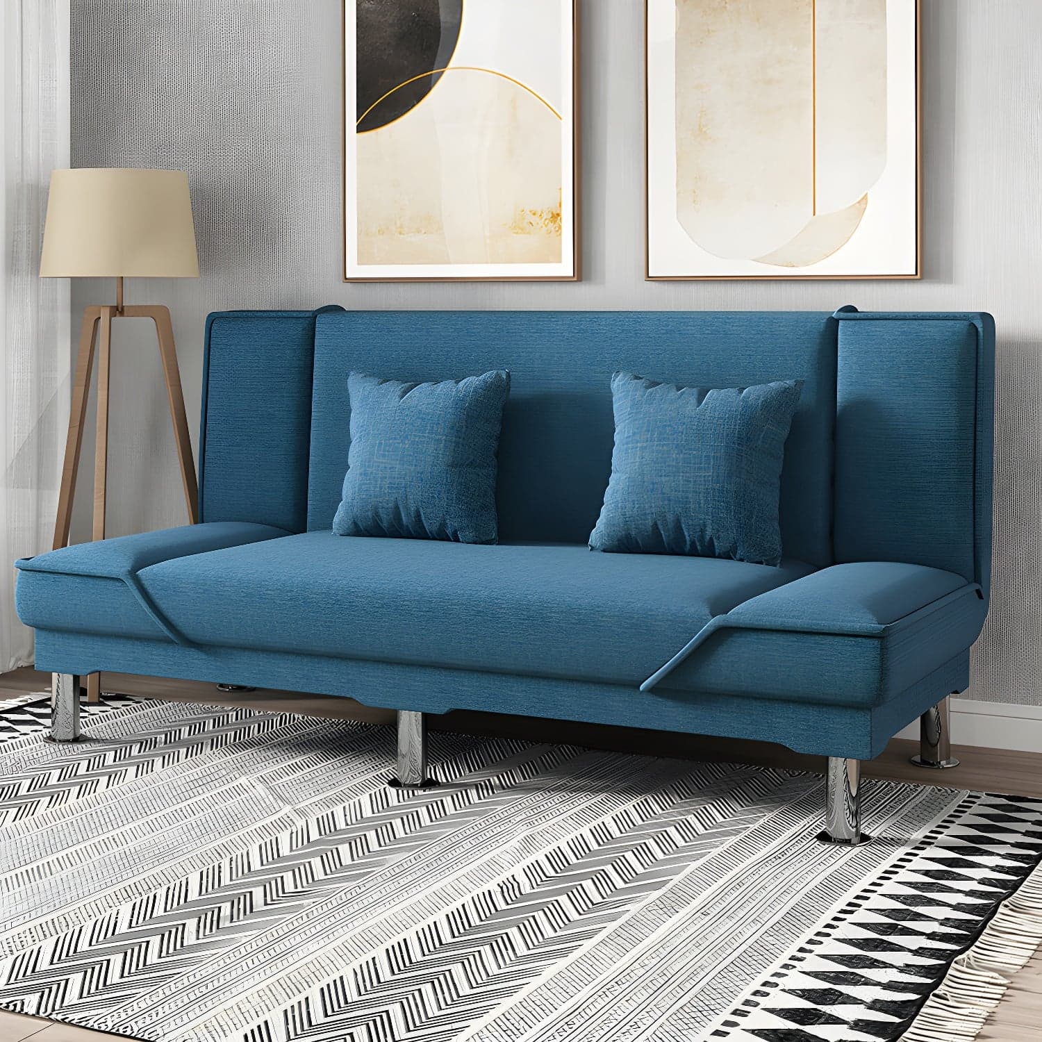 Contemporary Armless Convertible Sofa Linen Foldable Sofa for Apartment thumbnail 9