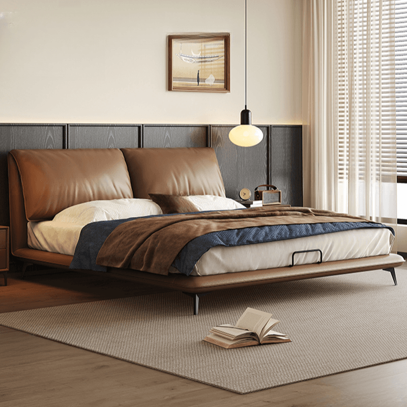 Storage Included Panel Bed with 3 Storage Boxes, Pine Wood Frame, and Sponge Upholstery thumbnail 1