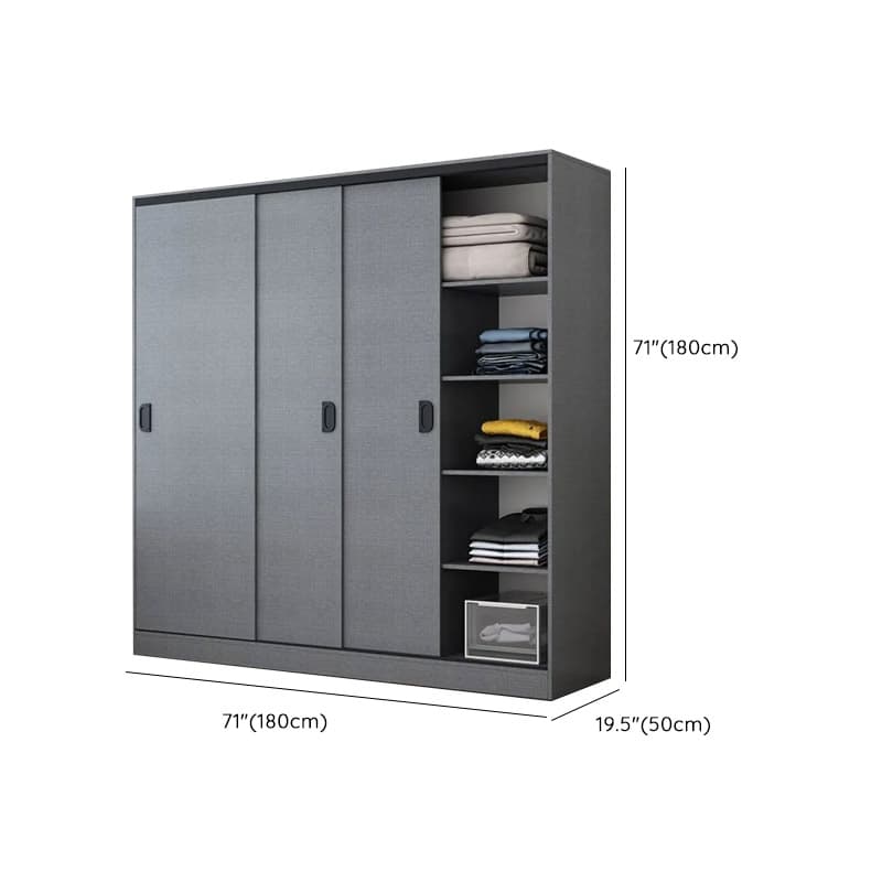Dove Grey Modern Timber Wardrobe with Self-supporting Design, Soft Close Features, and Clothing Rod thumbnail 11