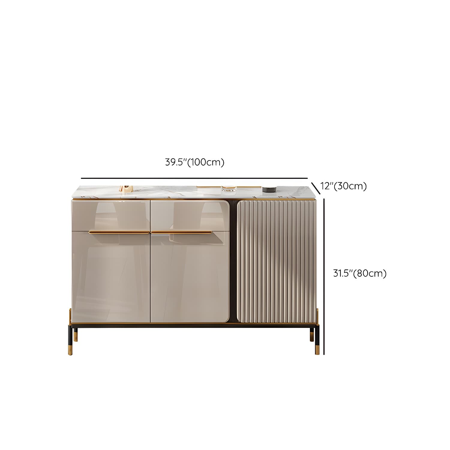 Stone Buffet Sideboard Glam Adjustable Shelves Buffet Credenza with Drawers and Cabinets thumbnail 18