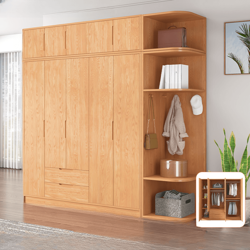 Wood Color Nordic Unfixed Wardrobe Closet thumbnail 15