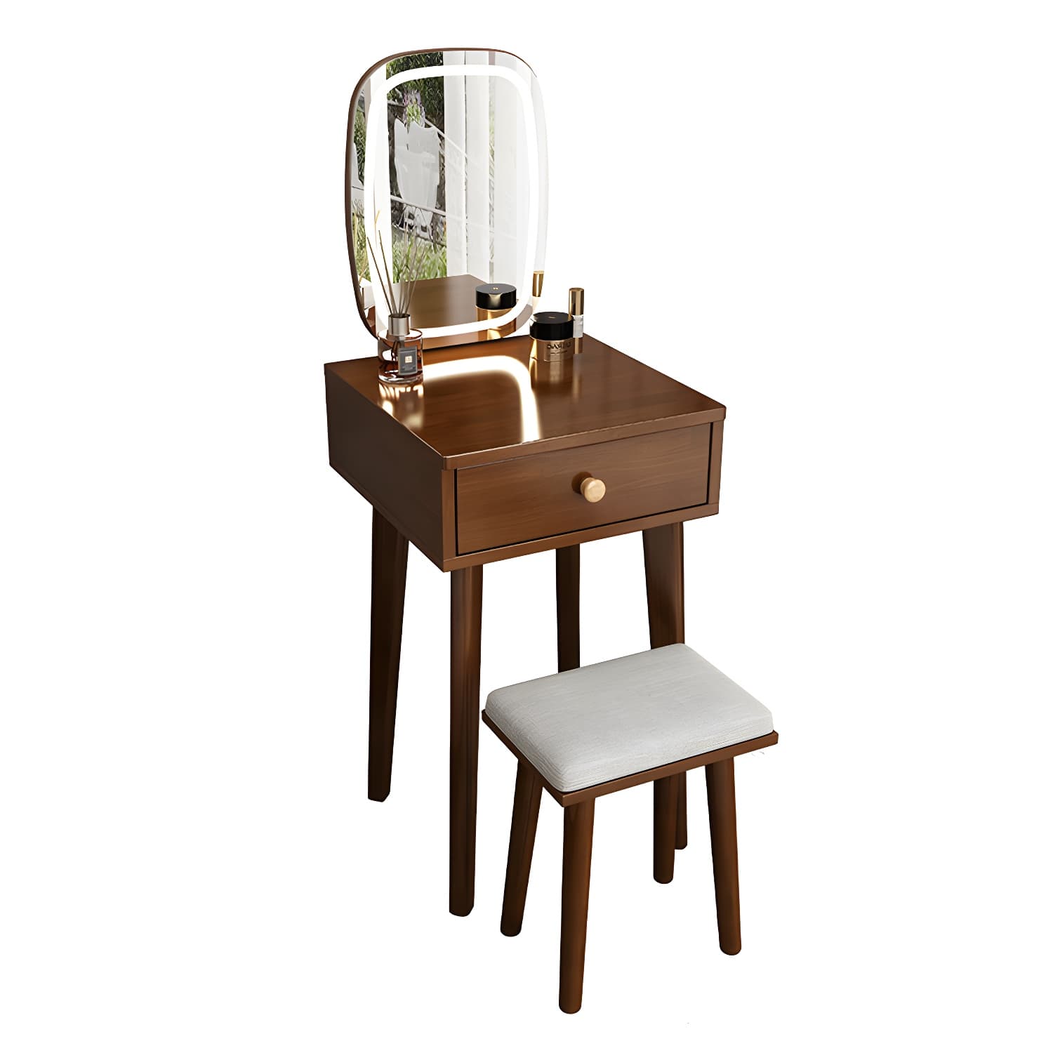 Traditional Bedroom With Drawer Solid Wood Lighted Mirror Make-up Vanity thumbnail 8