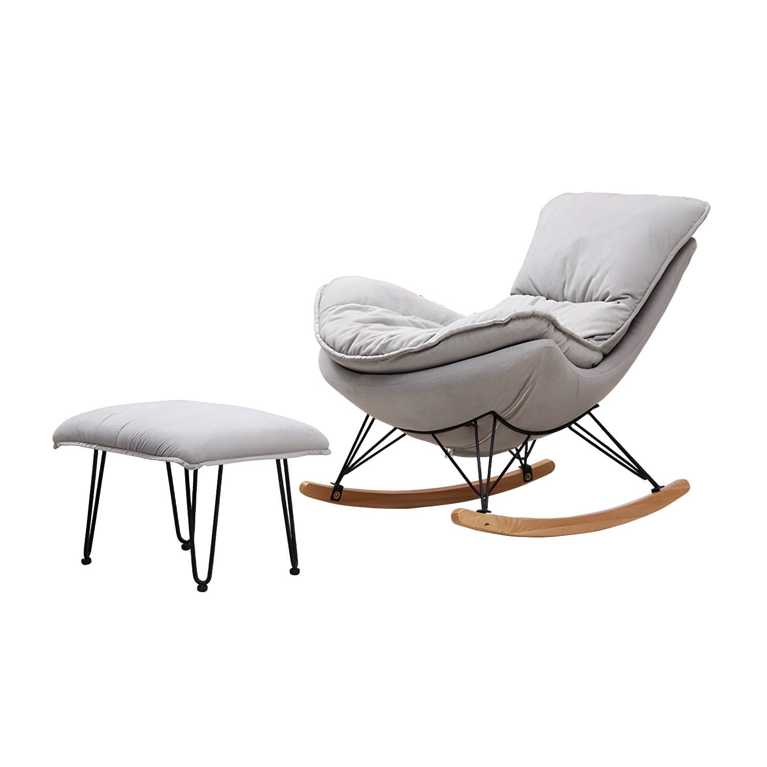 Modern Style Rocker Chair Metal Frame Spindle Cushions Rocker Chair with Ottoman thumbnail 6