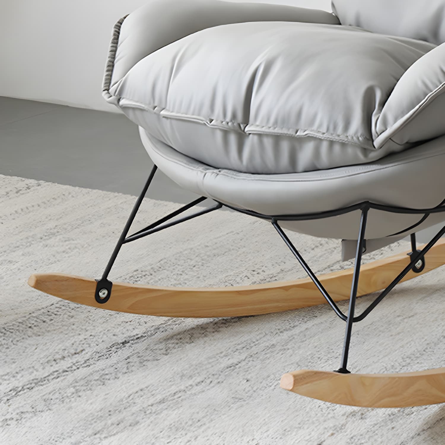 Contemporary Nursery Rocking Chair Indoor Sofa Rocking Chair with Ottoman and Cushion thumbnail 12