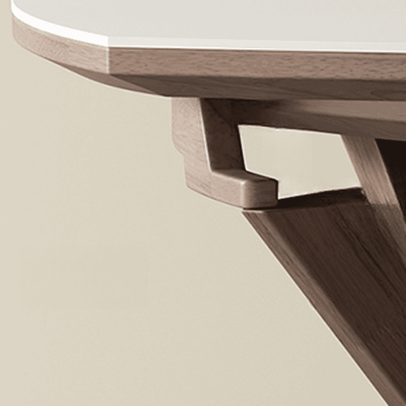 Minimalist Rounded Slate Dining Table Set with 4 Legs, Fold-away Leaf, and Light Gray/White Finish thumbnail 10