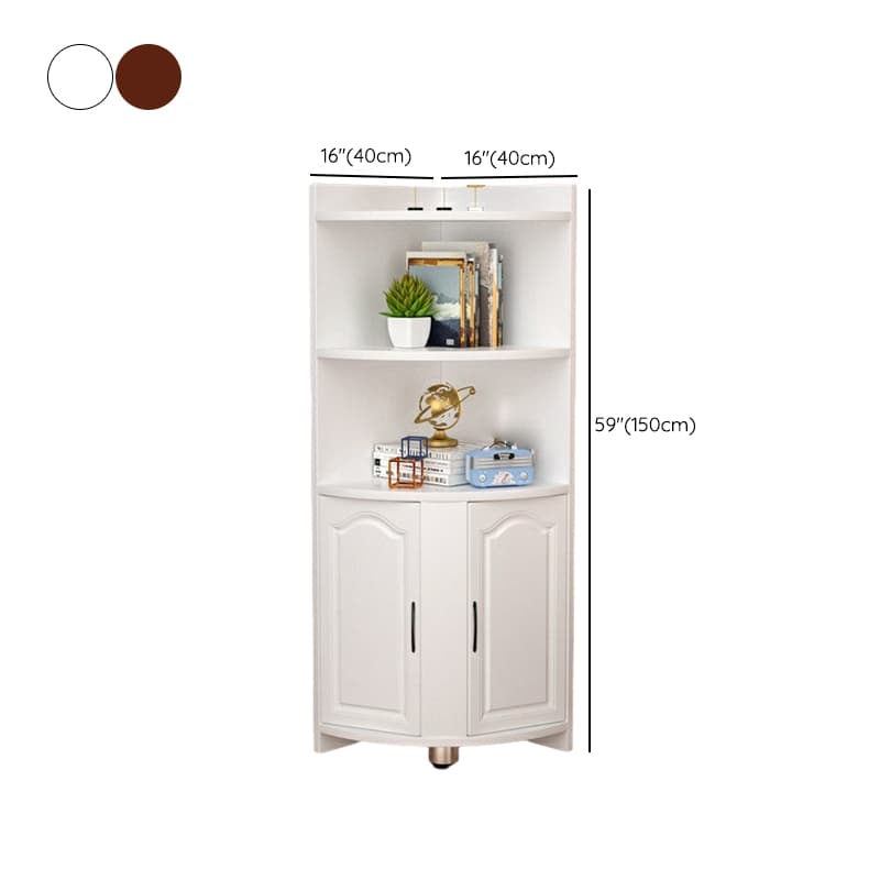 Modern Wood Corner Accent Cabinet with Open Shelves Wood Doors and 1 Cabinet for Living Room thumbnail 12
