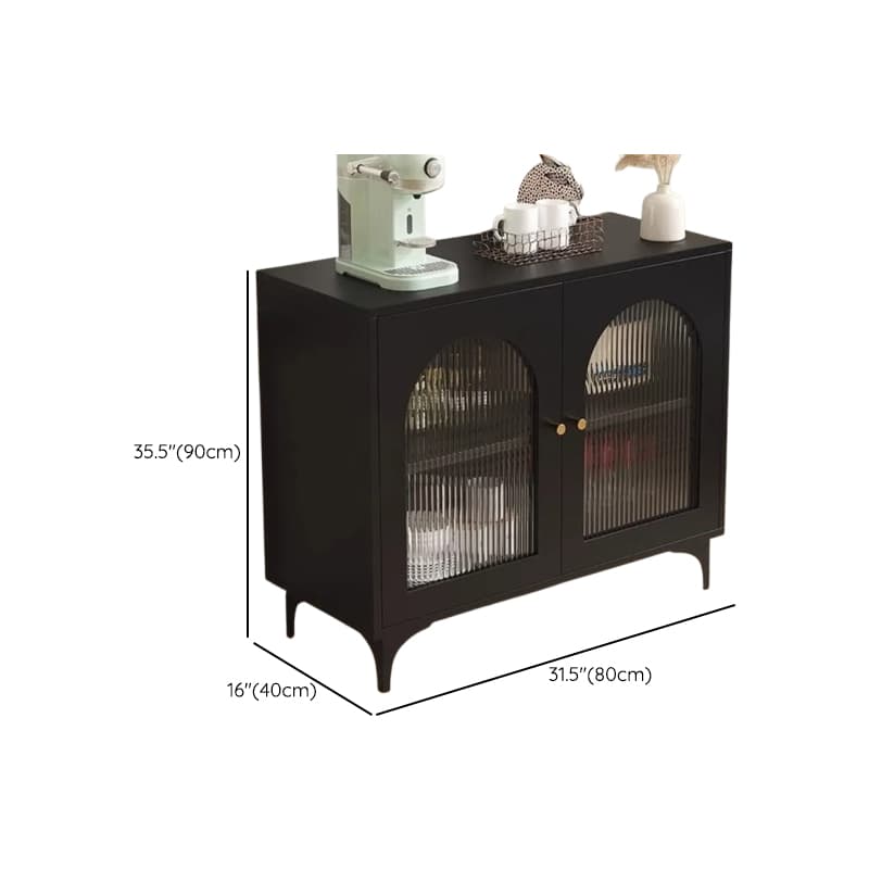 Narrow/Standard Coal Sideboard in Wood with Hutch, Glass Doors and Flexible Shelf in a Modern Style, 3 Drawers Included/Not Included thumbnail 8