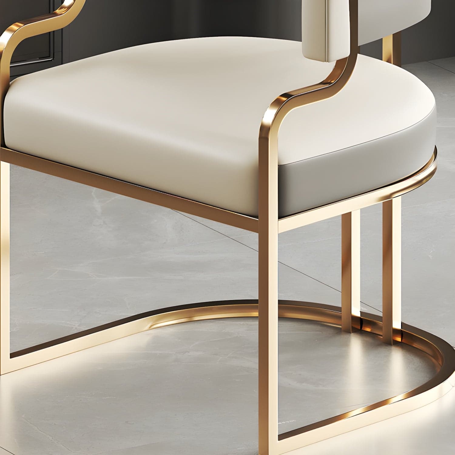 Faux Leather Dining Chairs Glam Style Open Back Armless Chair for Dining Room thumbnail 15