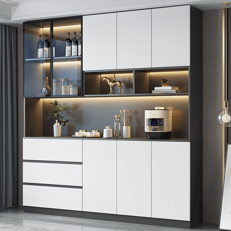Standard/Wide Chalk 3 Drawers Closet 2 Shelves/1 Shelf Glass Doors Functional Storage Cabinet Sideboard thumbnail 3