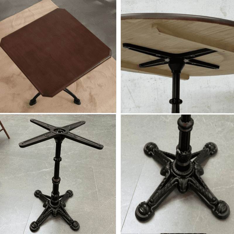 Industrial Natural Wood Finish Dining Table with a Rubber Solid Wood Tabletop and Metal Black Base thumbnail 11