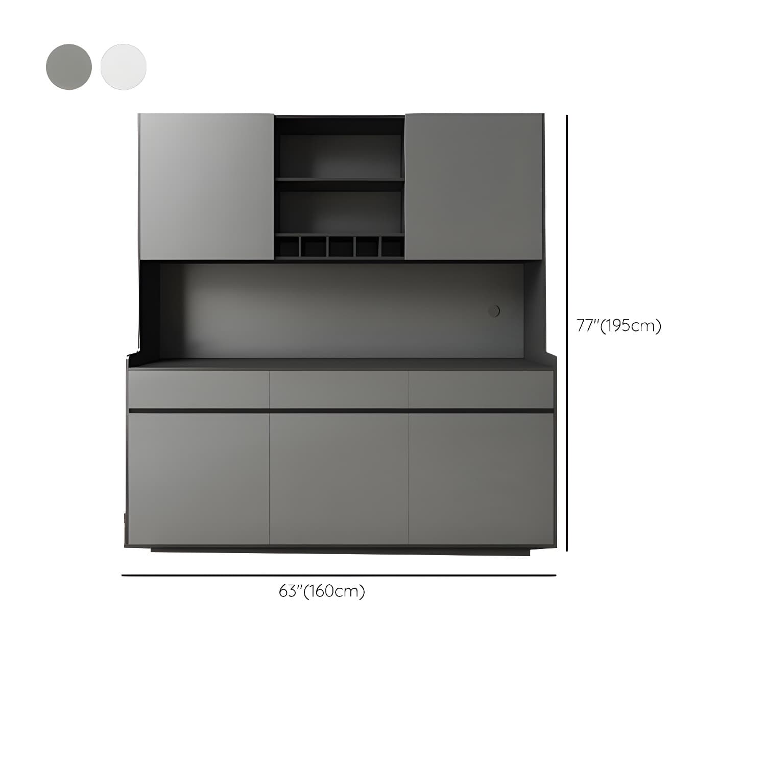 Five Doors Three Drawers Sideboard Glam Buffet Server for Living Room thumbnail 18