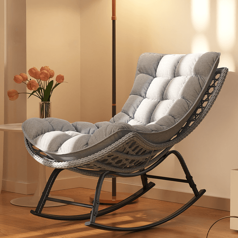 2 Piece Set/1 Piece Set Cushioned Rocking Chair with Ottoman in Resin with Rear in a Modern Simple Style thumbnail 12
