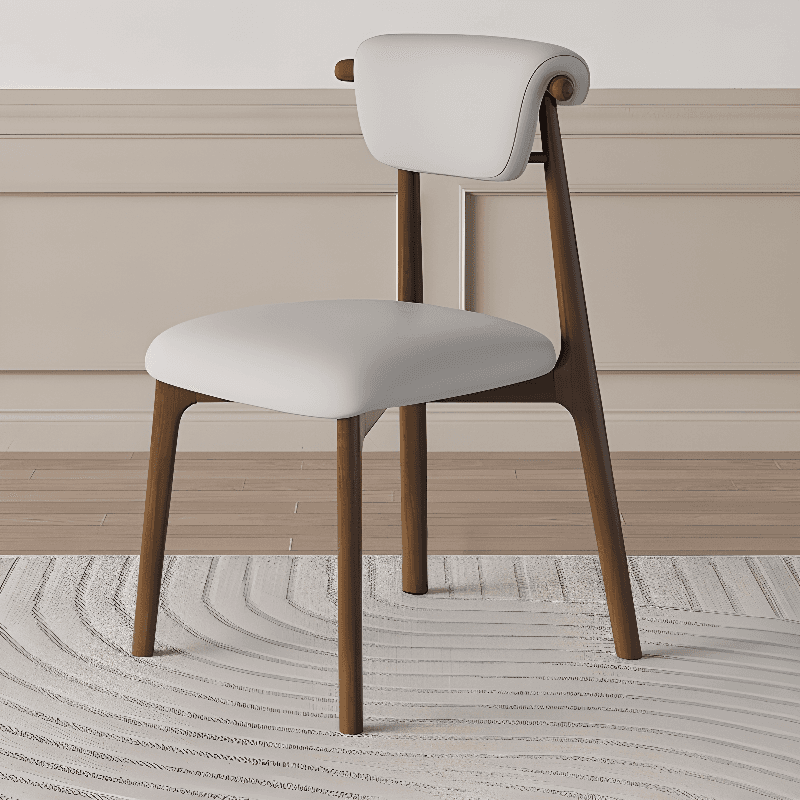 Casual Side Chair in Vinyl Leather with Wood Legs, Low Back, Framed and Balanced thumbnail 4