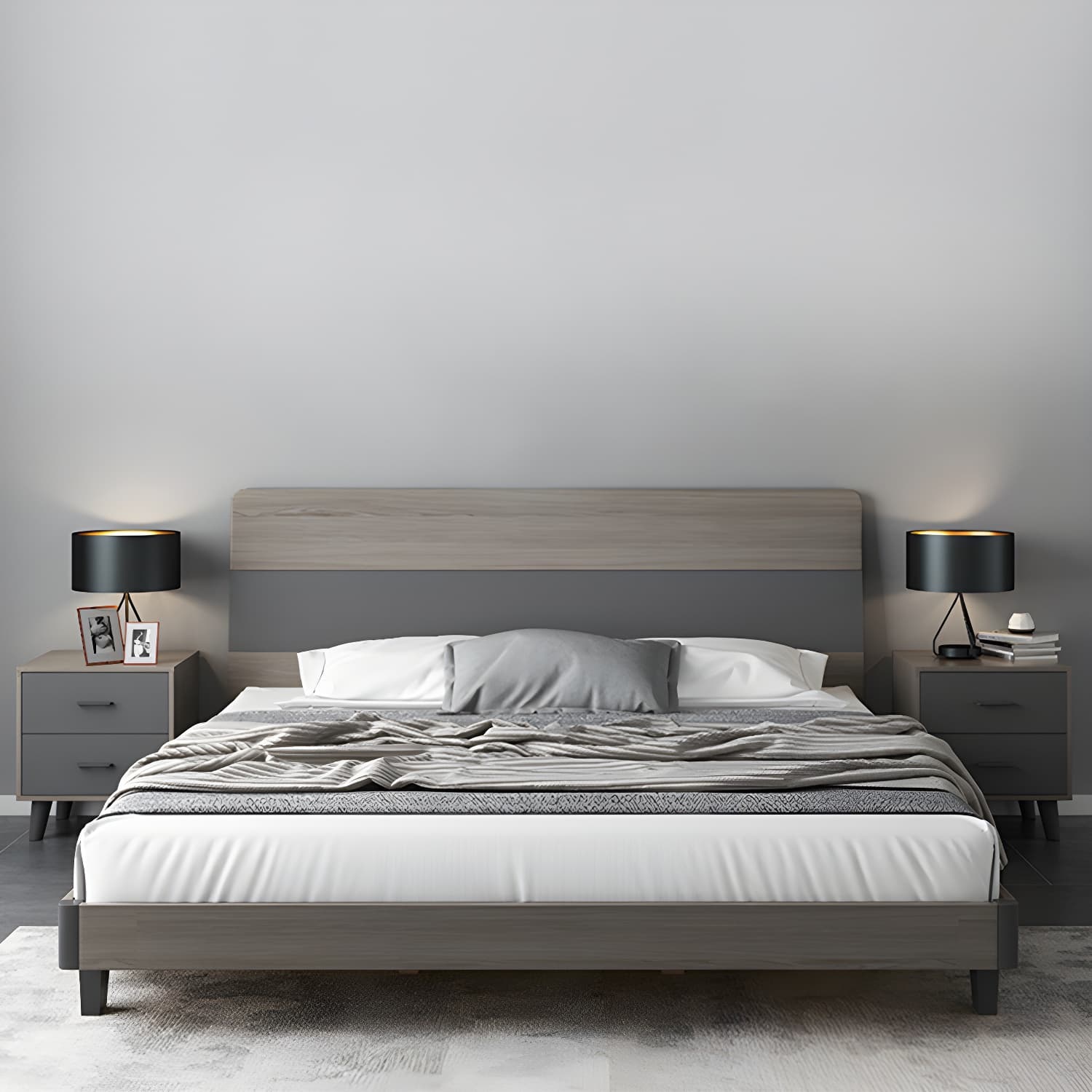 Modern Style Wood Bed with Headboard Low Profile Standard Bed thumbnail 16