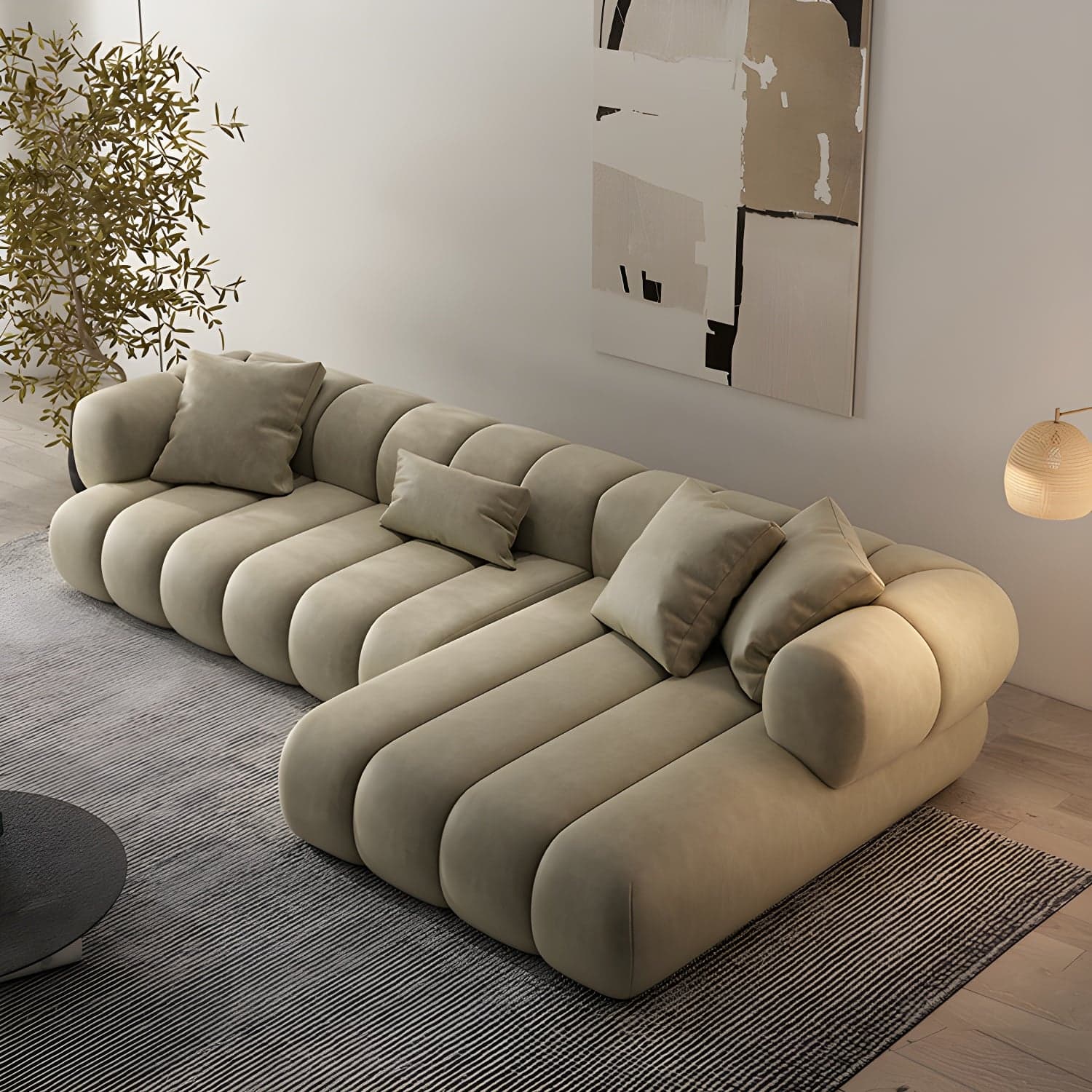 Scandinavian Green Sofa with Tuxedo Arm and Sewn Pillow Back thumbnail 4