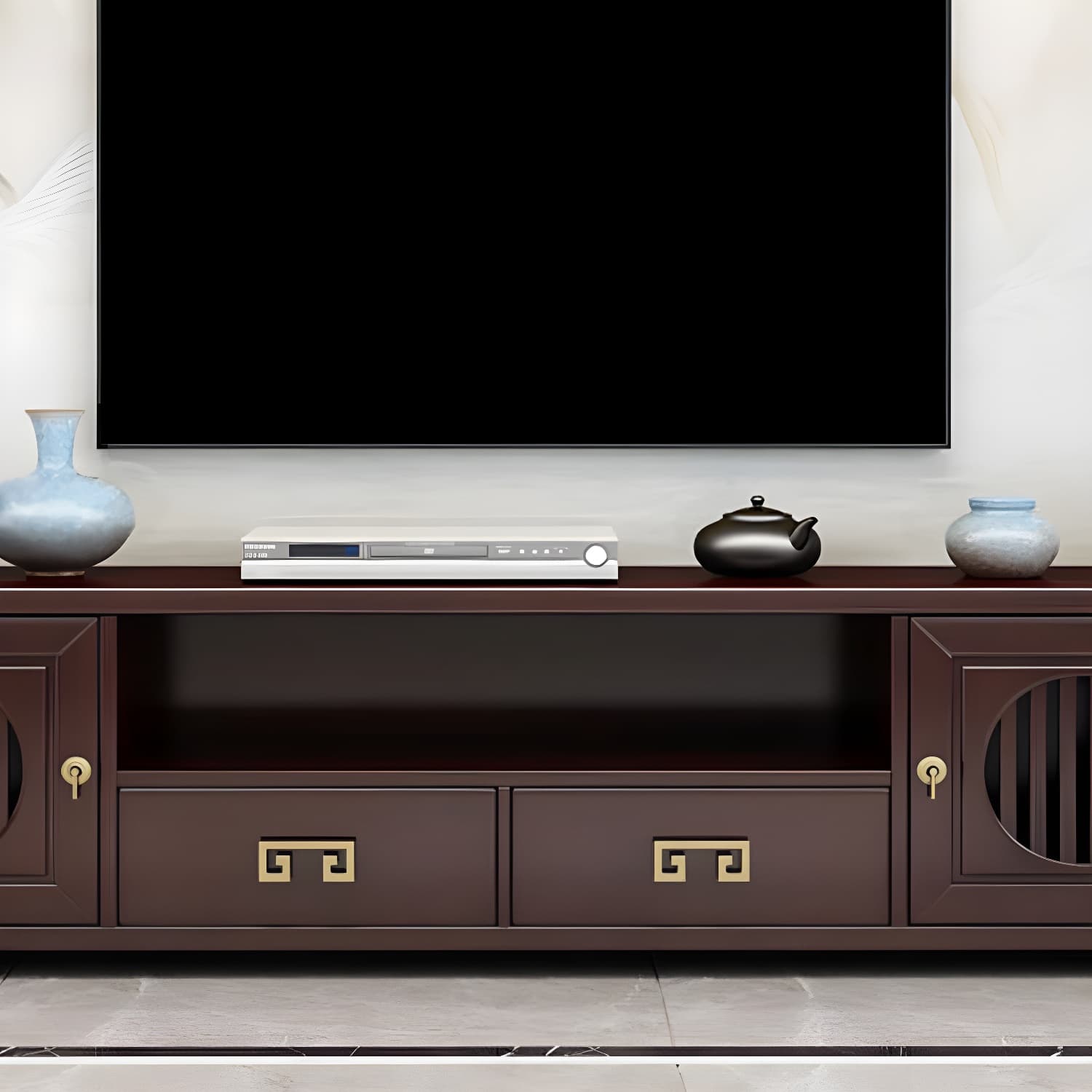 Solid Wood TV Cabinet Traditional Style Household Simple Open TV Stand Console thumbnail 7
