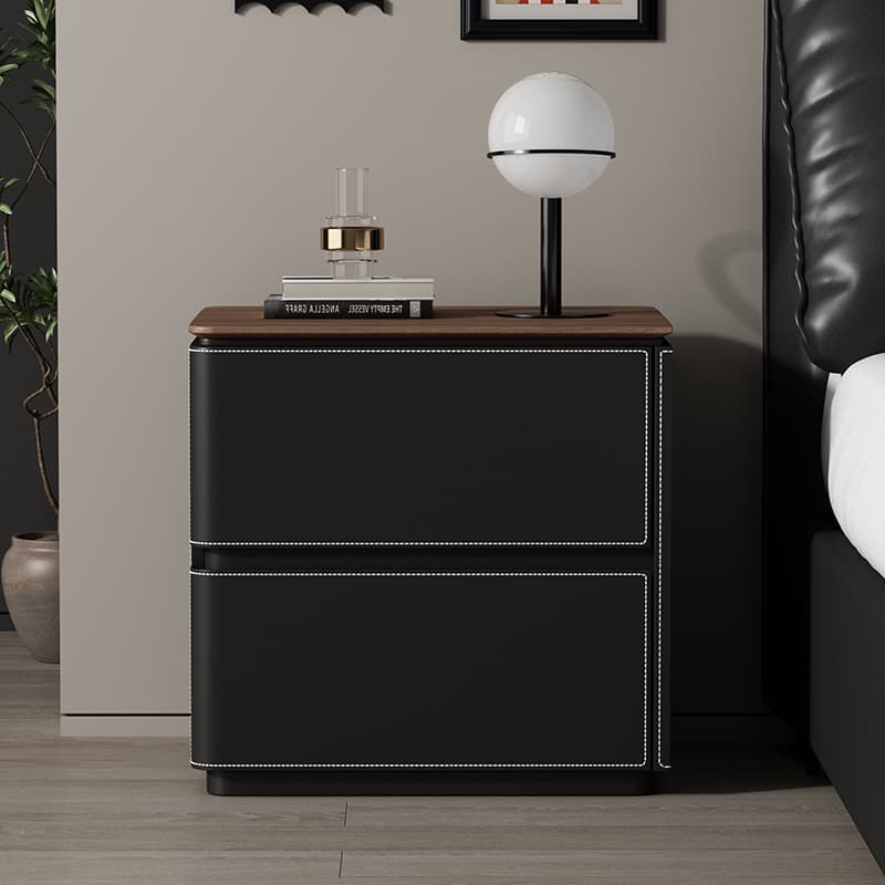 Organic Modern Nightstand With Drawer Organization featuring 2 Drawers and Composite Wood Countertop thumbnail 1