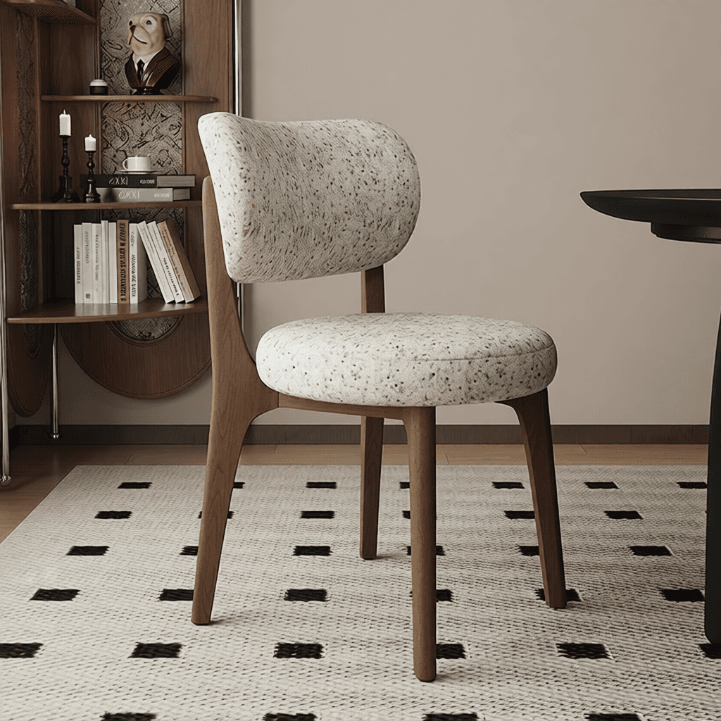 Modish Dining Room Side Chair with Padded Upholstery, Timber Legs, and Low Back thumbnail 4