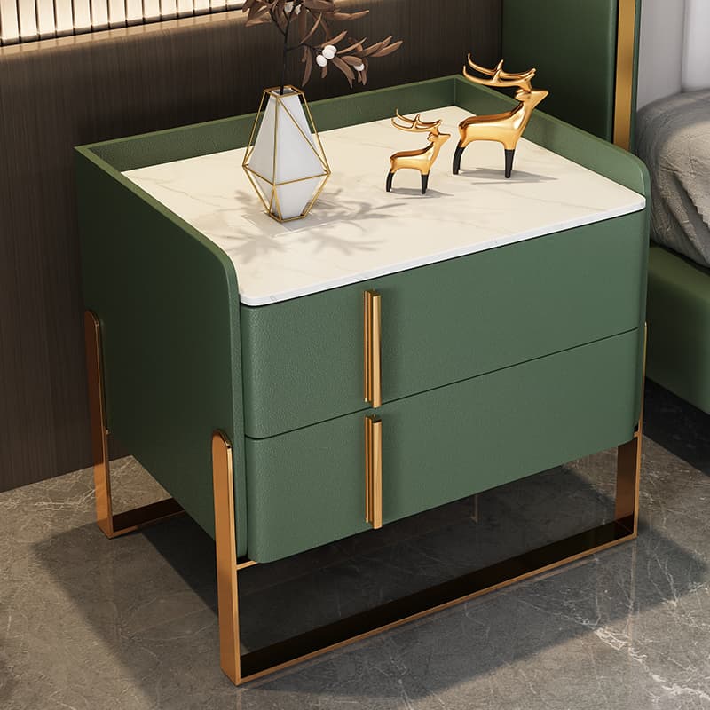Nightstand With Drawer Organization with Leg, 2 Drawers and Stone Counter Top in a Casual Style thumbnail 6