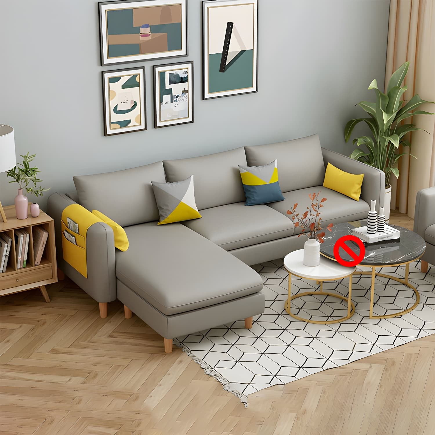 Modern Wooden Frame L-Shaped Sectional Sofa Chaise in Small Size with Storage Included thumbnail 7