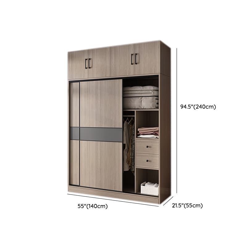 Rustic Brown Self-supporting Armoire Cabinet Pine with Shelves thumbnail 18