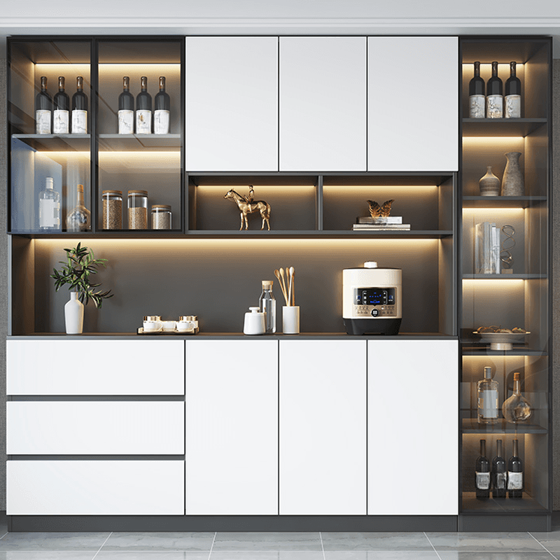Standard/Wide Chalk 3 Drawers Closet 2 Shelves/1 Shelf Glass Doors Functional Storage Cabinet Sideboard thumbnail 2