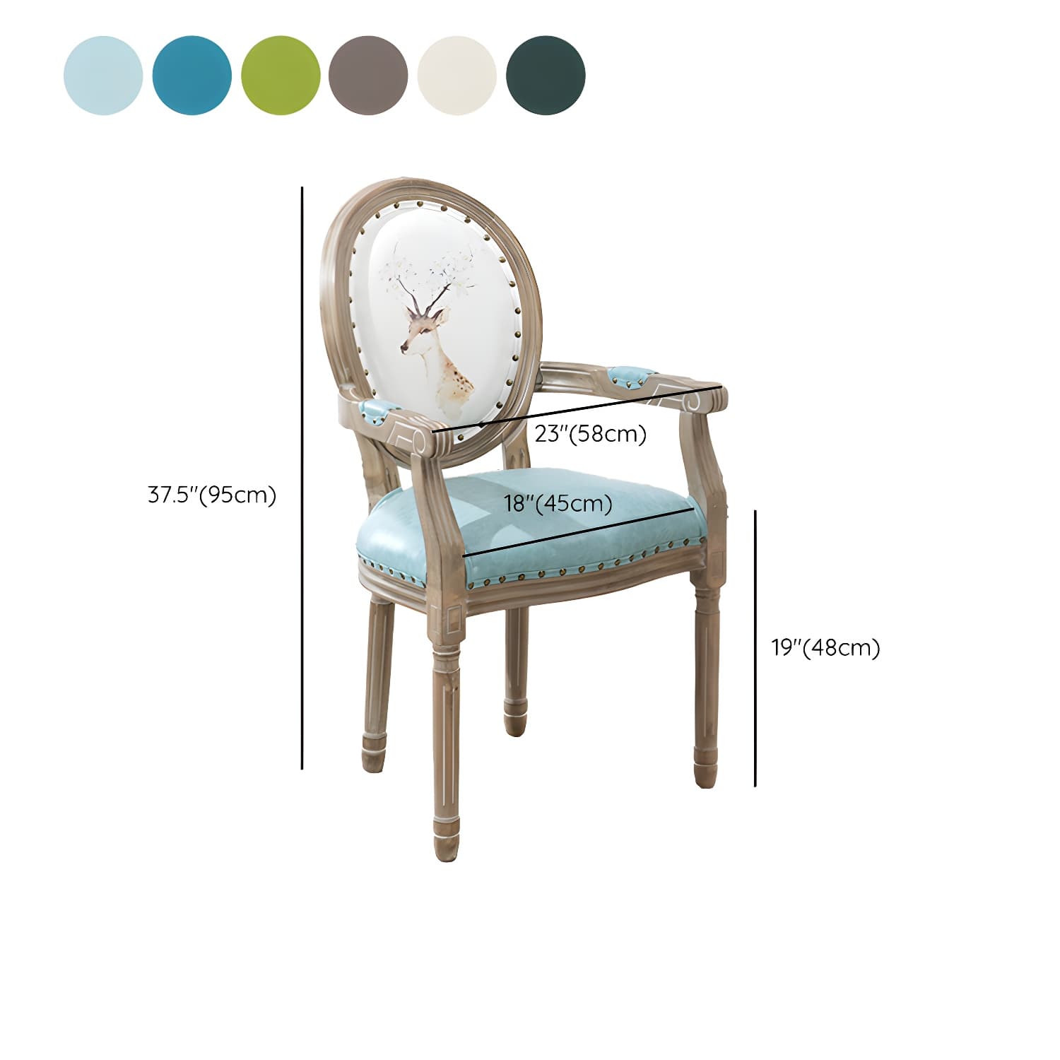 French Country Upholstered Armless Chair Home Solid Wood Dining Chair thumbnail 29