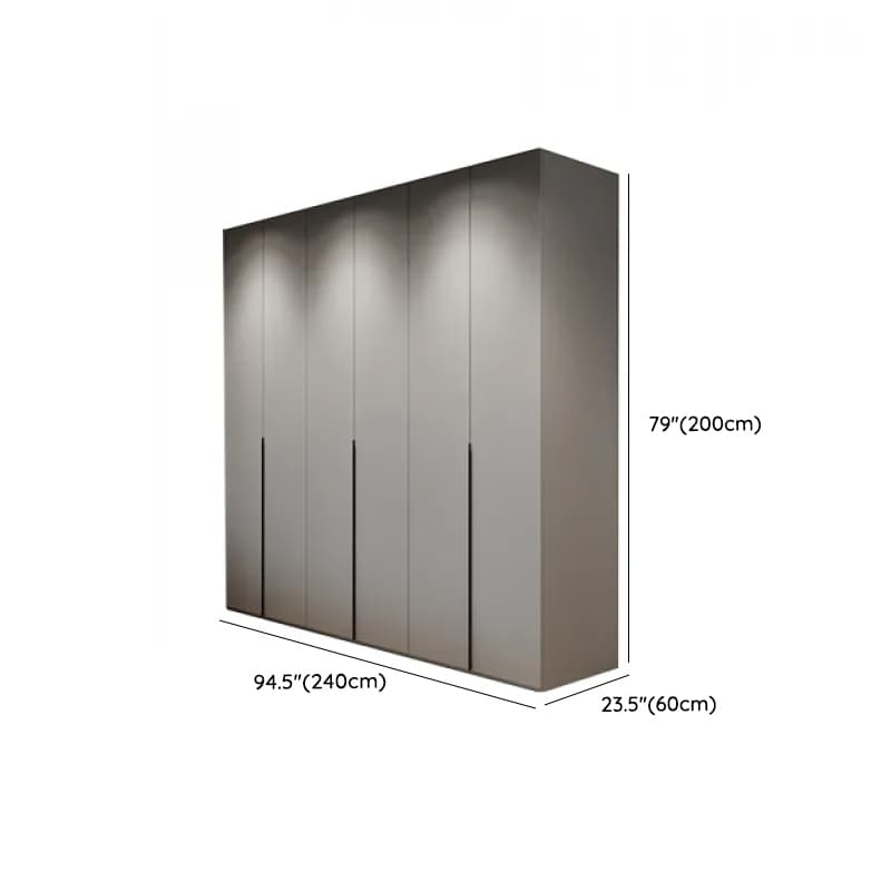 Dove Grey Minimalist Manufactured Wood Wardrobe Closet with Compartments, Soft Close Door, Interior Shelves, and Clothing Rod thumbnail 16