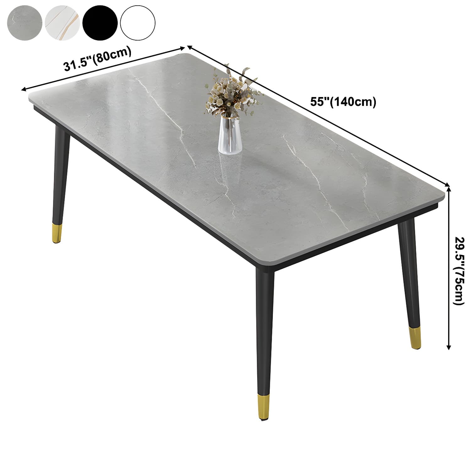 Industrial Standard Rectangle Shape Dining Table Sintered Stone Top Dining Table for Kitchen thumbnail 15