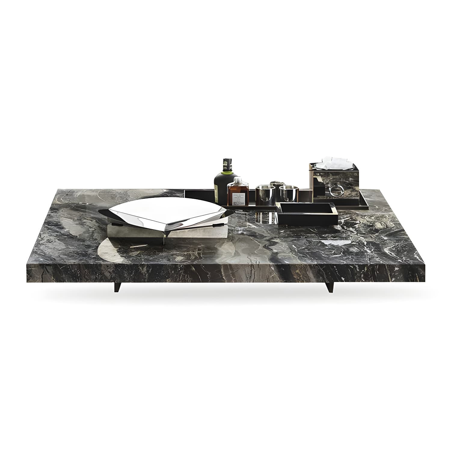 No Distressing Coffee Table Pedestal Faux Marble Square Cocktail Table thumbnail 6