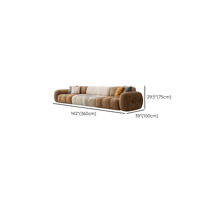 Channel Back L-Shape/Straight Right Hand Facing/Horizontal Sofa Recliner/Sofa Couch in Brown/Beige with Concealed Support & Pine Wood Frame for Living Room thumbnail 21