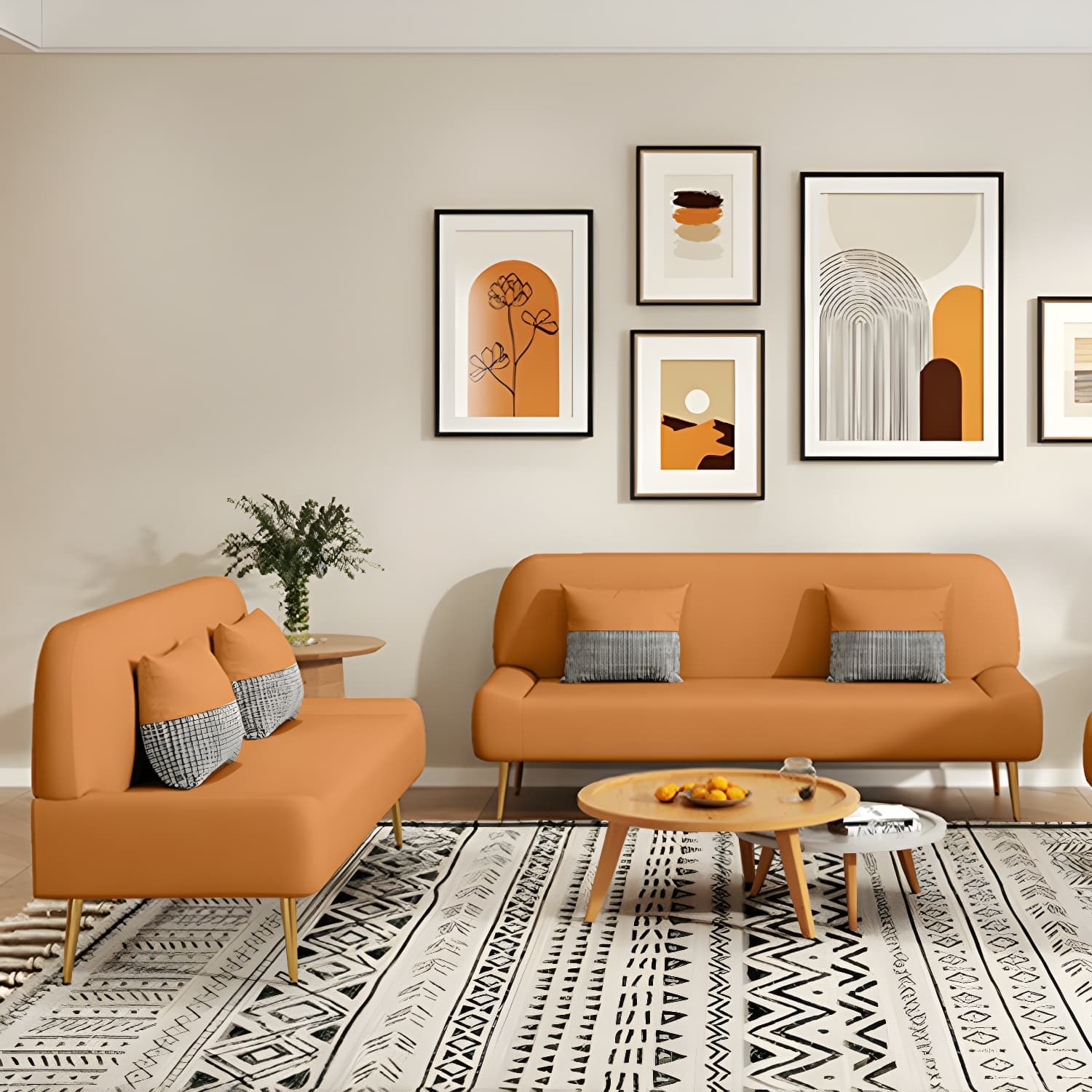 Scandinavian Faux Leather Small Size Sofa with Armless Design in Solid Color thumbnail 9