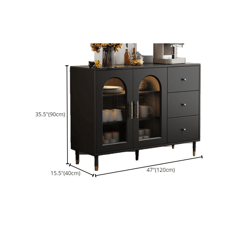 Standalone Accent Cabinet in Black with Glass Door, Alterable Shelf and Illuminating, Soft Close Drawer and 1 Cabinet/2 Cabinets in a Casual Style thumbnail 11