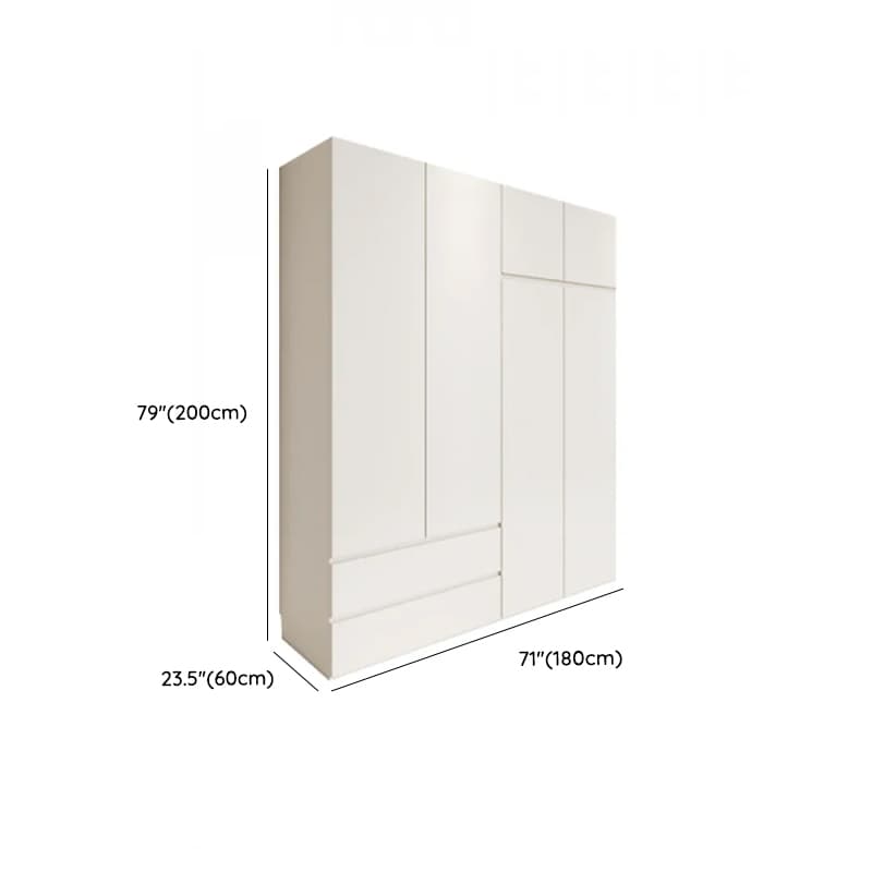 White Minimalist Manufactured Wood Independent Wardrobe Closet with Soft Close Drawer, Soft Close Door, and Interior Shelves thumbnail 13