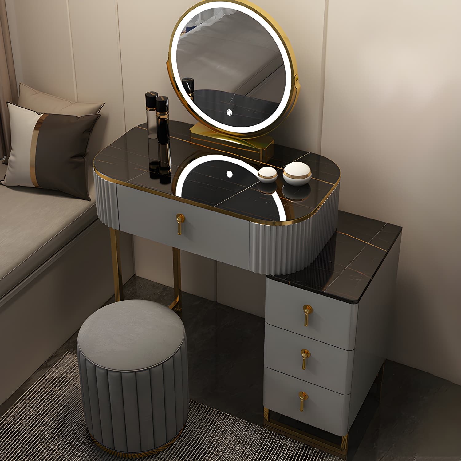 Contemporary Makeup Vanity Desk Table 29.9" H Bedroom Makeup Counter thumbnail 16
