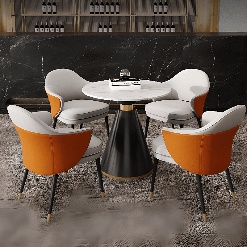 Glamorous Rounded Stone Dining Table for 2, Scratch-proof and Fixed Mechanism thumbnail 6
