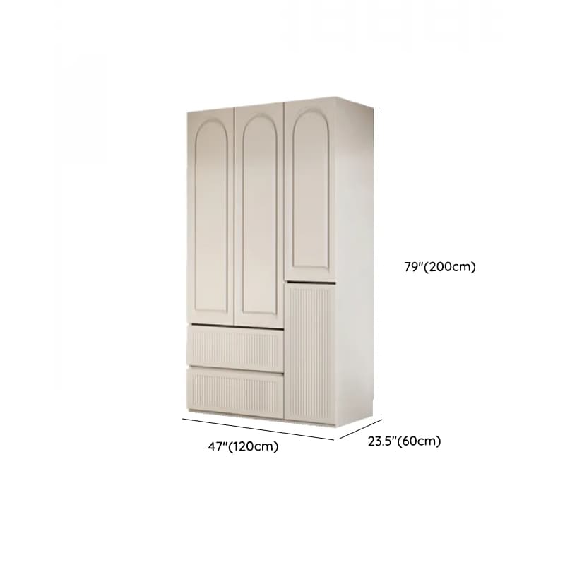 White Minimalist Manufactured Wood Independent Wardrobe Closet with Soft Close Drawer, Soft Close Door, and Interior Shelves thumbnail 10