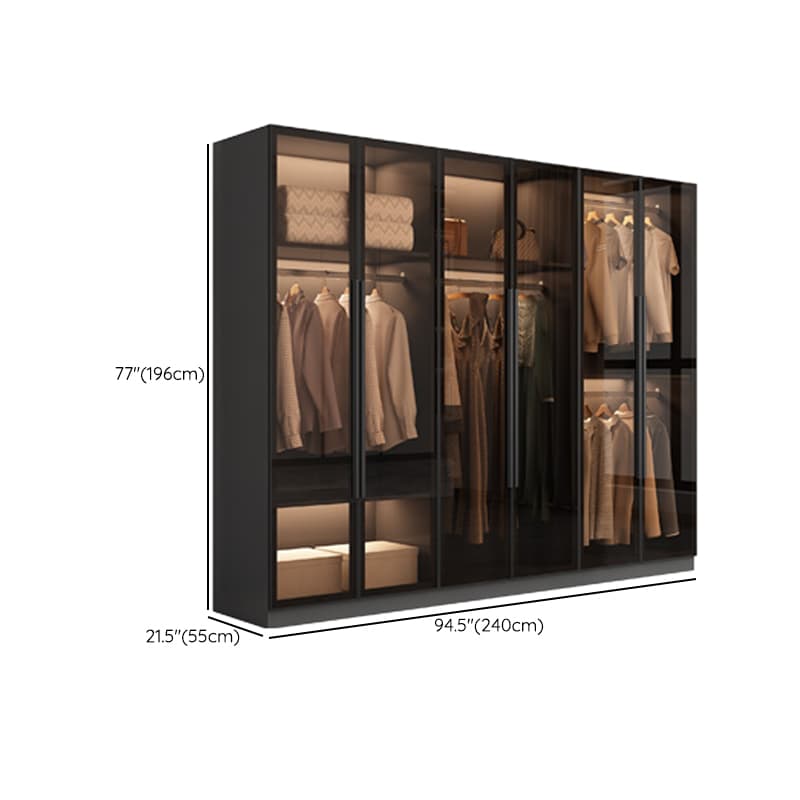 Ink-Colored Manufactured Wood Detached Wardrobe Closet with Soft Close Drawer, Door, Interior Shelves, and Clothing Rod thumbnail 14