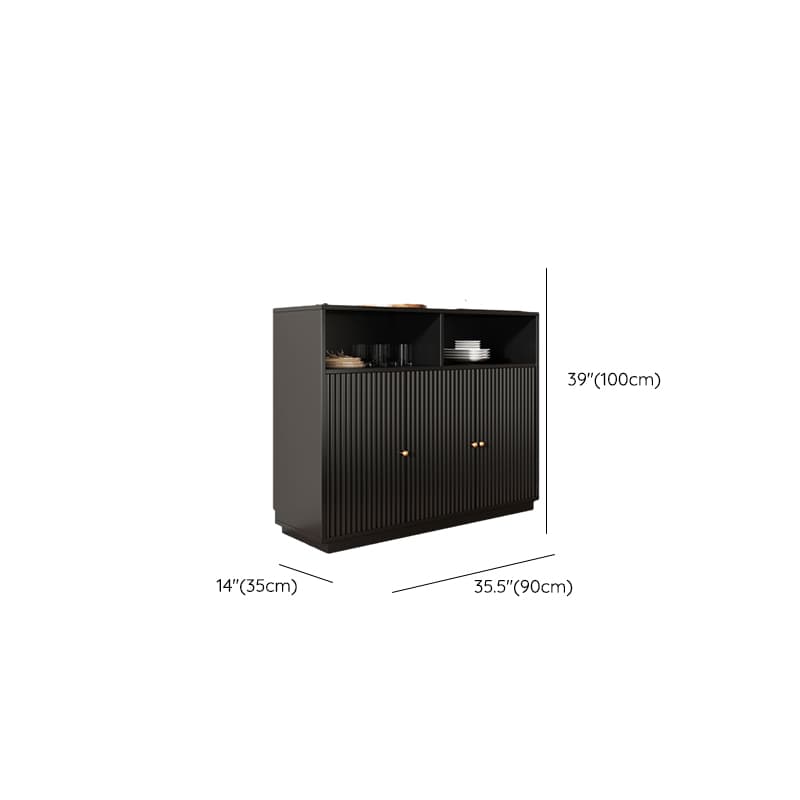 Standard/Narrow Midnight Black Lumber Cupboard 2 Shelves Pantry Hutch Glass-panel Door Sideboard thumbnail 10