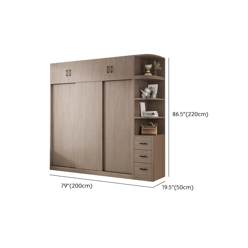 Sleek Natural Finish Modern Wooden Standalone Wardrobe Closet with Soft Close Features and Hanging Rod - image 35