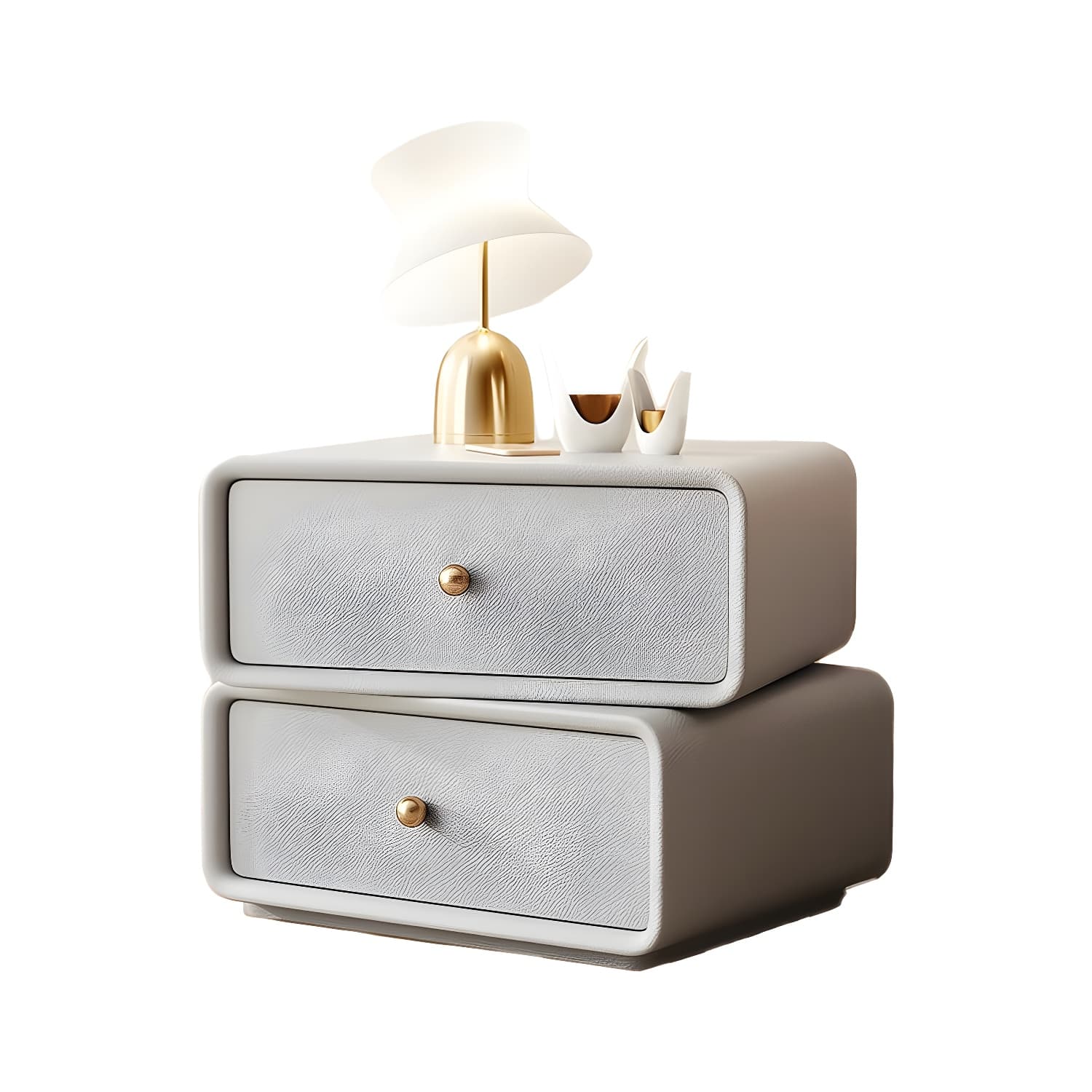 Modern Wood Nightstand with 2 Drawers - Faux Leather Countertop - Small and Stylish thumbnail 18